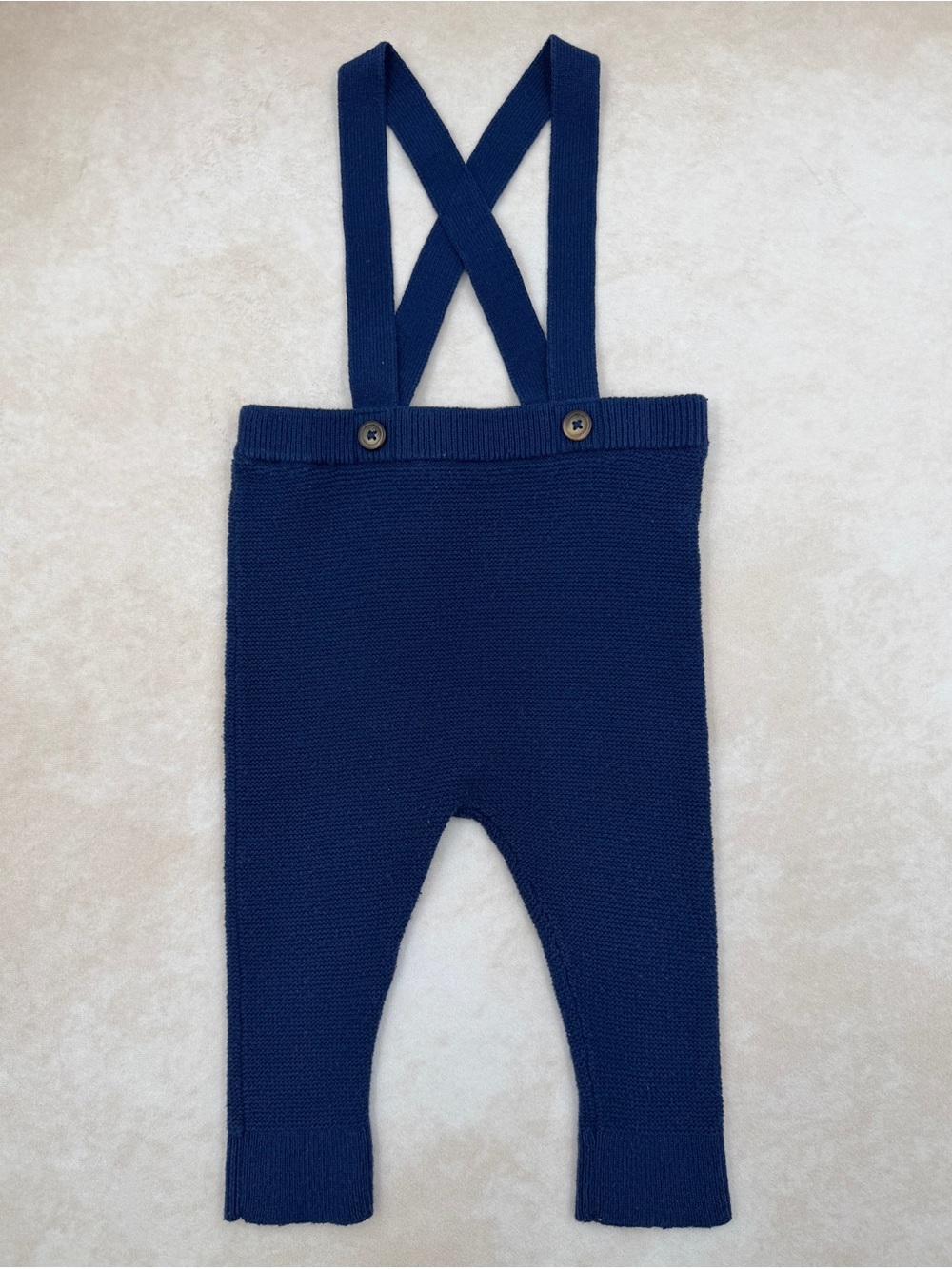Baby Boden Navy Knit Suspender Overalls